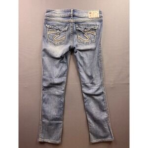 Silver Jeans Co McKenzie Flap Straight Leg Jeans Medium Wash Blue W27 L34 Womens